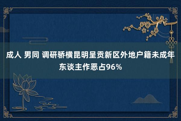 成人 男同 调研骄横昆明呈贡新区外地户籍未成年东谈主作恶占96%